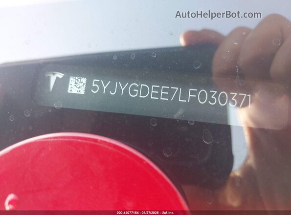 5YJYGDEE7LF030371 2020 TESLA MODEL Y Red Widok komory silnika