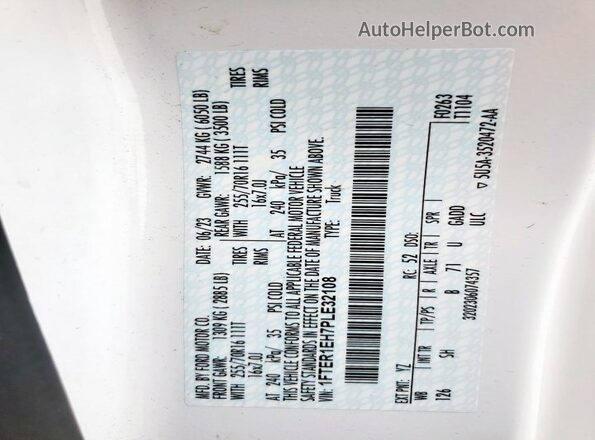 1FTER1EH7PLE32108 2023 FORD RANG White 360 interior view