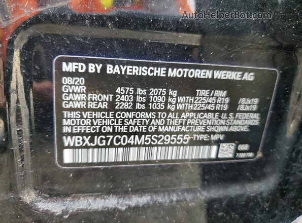WBXJG7C04M5S29555 2021 BMW X1 Черный Вид наклейки с VIN-кодом