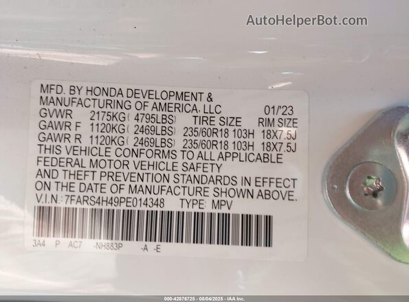 7FARS4H49PE014348 2023 HONDA CR-V Белый Вид подкапотного пространства