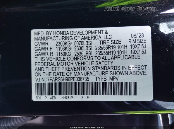 7FARS6H96PE036735 2023 HONDA CR-V HYBRID Black Շարժիչի բաժամունքի տեսք