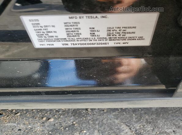7SAYGDED0SF320461 2025 TESLA MODEL Black Widok komory silnika