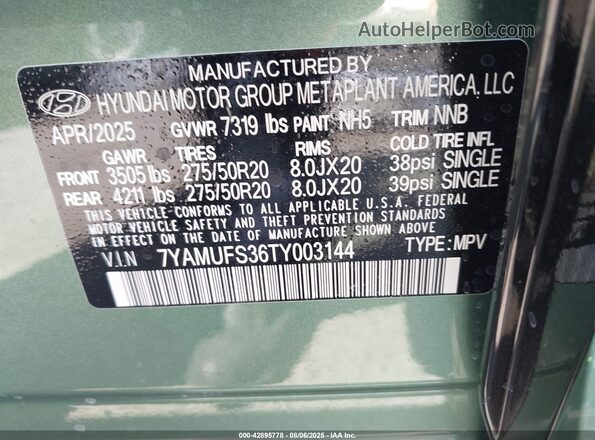 7YAMUFS36TY003144 2026 HYUNDAI IONIQ 9 Green Engine compartment view