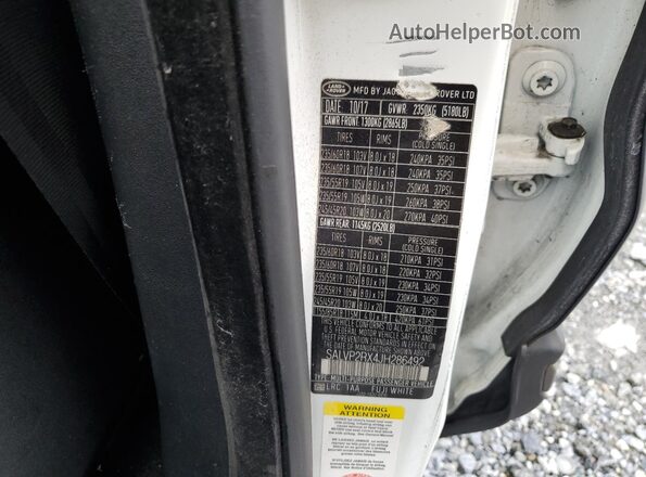 SALVP2RX4JH286492 2018 LAND ROVER RANGE White Панорамний вид салону 360°