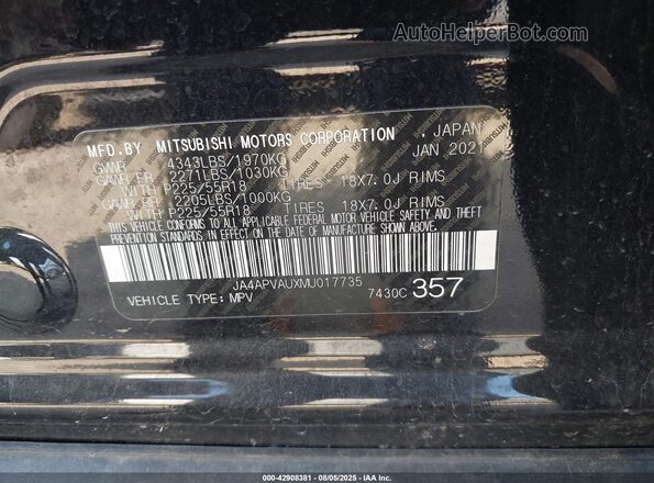 JA4APVAUXMU017735 2021 MITSUBISHI OUTLANDER SPORT Черный Вид подкапотного пространства