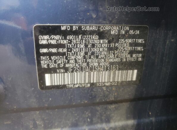 JF2SLDAC1SH413163 2025 SUBARU FORESTER Blue VIN sticker view