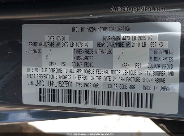JM1GL1UM4L1527501 2020 MAZDA 6 Серый Вид подкапотного пространства