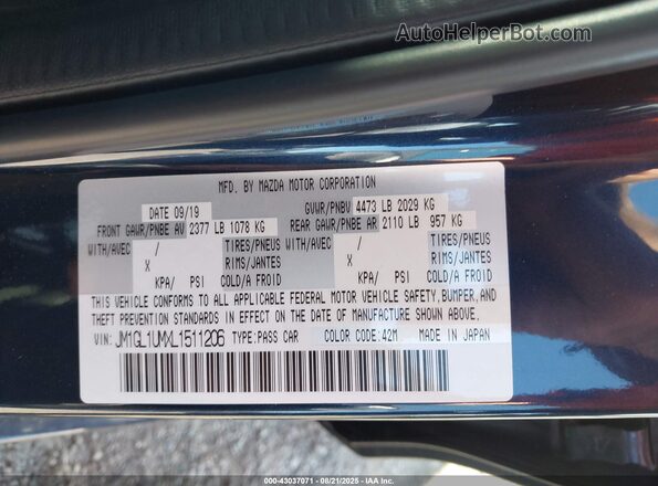 JM1GL1UMXL1511206 2020 MAZDA 6 Dark Blue Вид подкапотного пространства