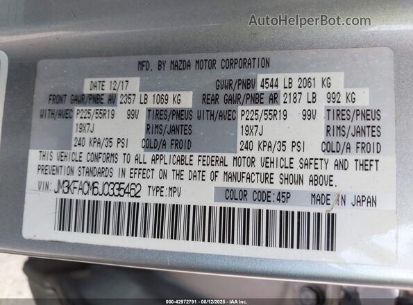 JM3KFACM6J0335462 2018 MAZDA CX-5 Gray Widok komory silnika