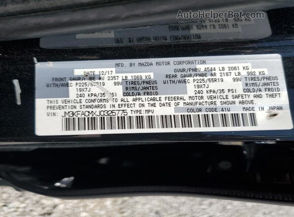 JM3KFACMXJ0325775 2018 MAZDA CX-5 Black VIN sticker view