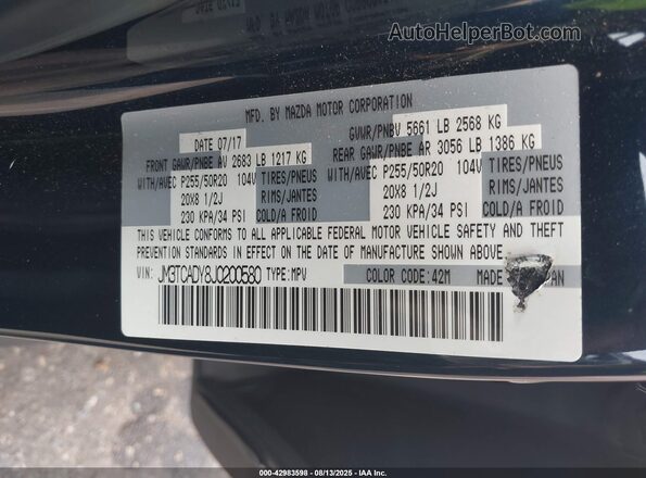 JM3TCADY8J0200580 2018 MAZDA CX-9 Blue Engine compartment view
