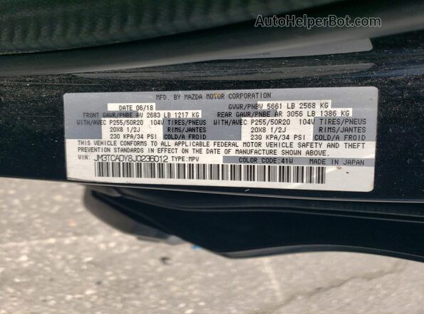 JM3TCADY8J0236012 2018 MAZDA CX-9 Black Вид наклейки з VIN-кодом