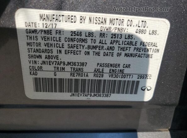 JN1EV7AP9JM363387 2018 INFINITI Q50 Gray ძრავის განყოფილების ხედი