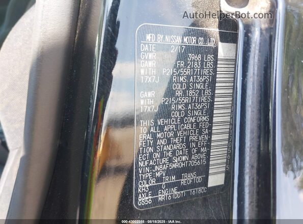 JN8AF5MR0HT705615 2017 NISSAN JUKE Black Շարժիչի բաժամունքի տեսք