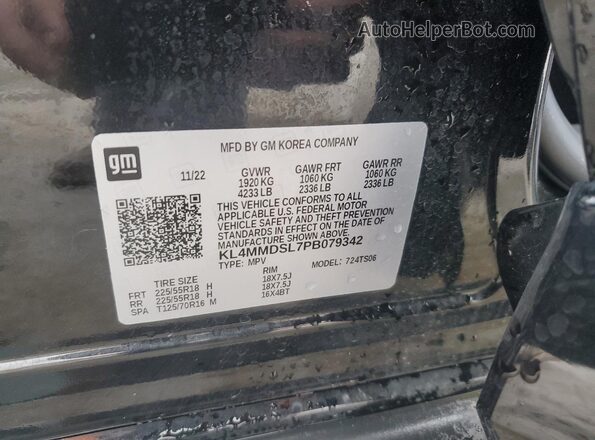 KL4MMDSL7PB079342 2023 BUICK ENCORE Черный Вид наклейки с VIN-кодом
