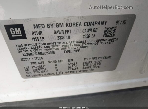 KL79MPSL6MB023396 2021 CHEVROLET TRAILBLAZER White Widok komory silnika