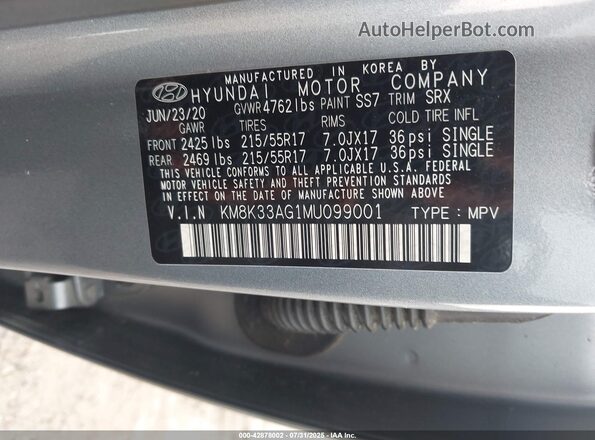 KM8K33AG1MU099001 2021 HYUNDAI KONA ELECTRIC Silver Engine compartment view