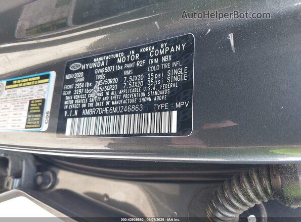 KM8R7DHE6MU246863 2021 HYUNDAI PALISADE Gray Вид підкапотного простору