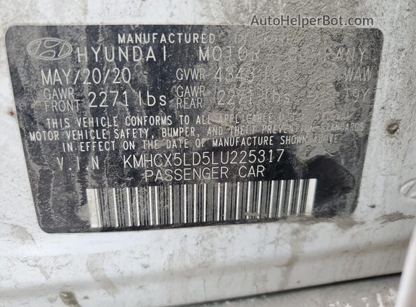 KMHCX5LD5LU225317 2020 HYUNDAI IONIQ White Engine compartment view