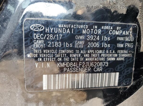 KMHD84LF2JU620873 2018 HYUNDAI ELANTRA Black Вид підкапотного простору