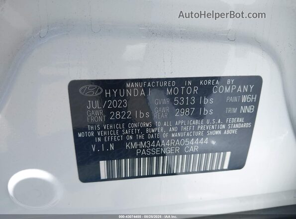 KMHM34AA4RA054444 2024 HYUNDAI IONIQ 6 White Widok komory silnika