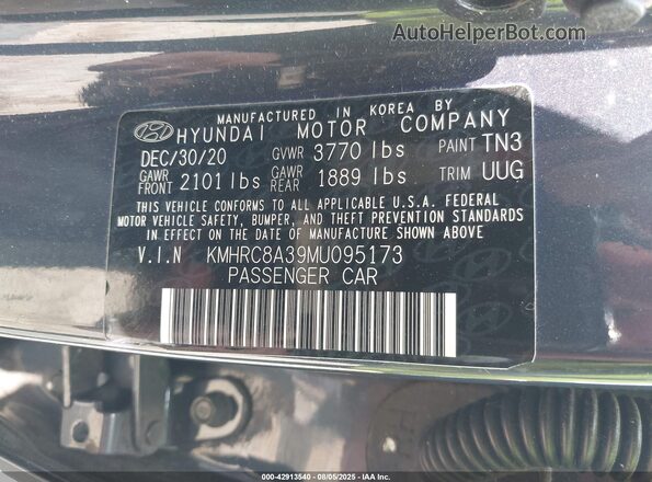 KMHRC8A39MU095173 2021 HYUNDAI VENUE Dark Blue Vista del compartimento del motor