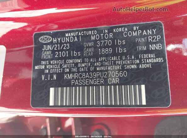 KMHRC8A39PU270560 2023 HYUNDAI VENUE Red Շարժիչի բաժամունքի տեսք