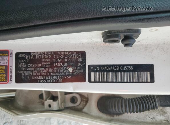 KNADM4A32H6115758 2017 KIA RIO White Շարժիչի բաժամունքի տեսք