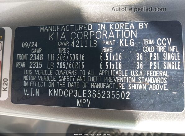 KNDCP3LE3S5235502 2025 KIA NIRO Silver Вид підкапотного простору