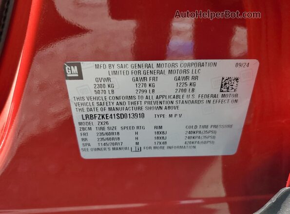 LRBFZKE41SD013910 2025 BUICK ENVISION Red Widok komory silnika