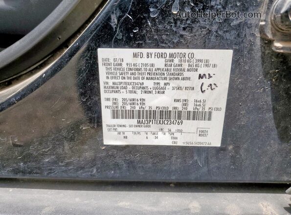 MAJ3P1TEXJC234769 2018 FORD ECOSPORT Black Вид наклейки з VIN-кодом