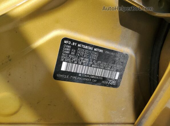 ML32AUHJ5MH006705 2021 MITSUBISHI MIRAGE Золотой Вид наклейки с VIN-кодом