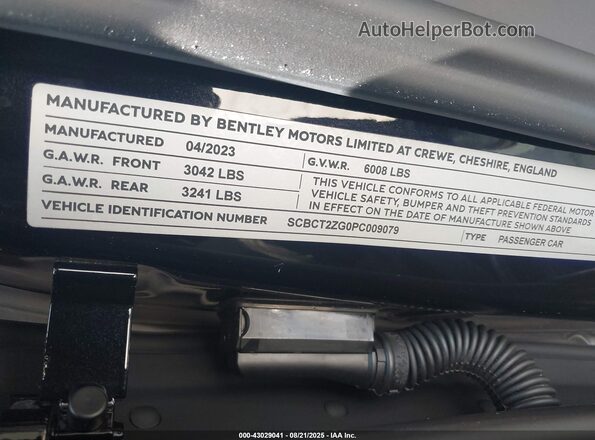 SCBCT2ZG0PC009079 2023 BENTLEY OTHER Black Vista del compartimento del motor