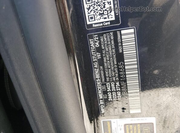 W1K1J5JB8MF168685 2021 MERCEDES-BENZ E Черный Вид подкапотного пространства