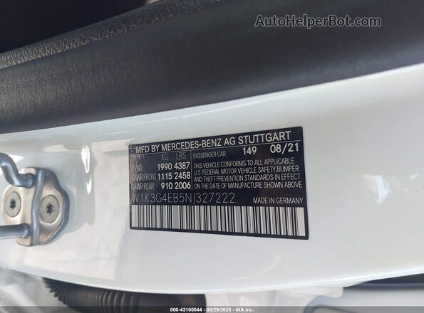 W1K3G4EB5NJ327222 2022 MERCEDES-BENZ A 220 Белый Вид подкапотного пространства