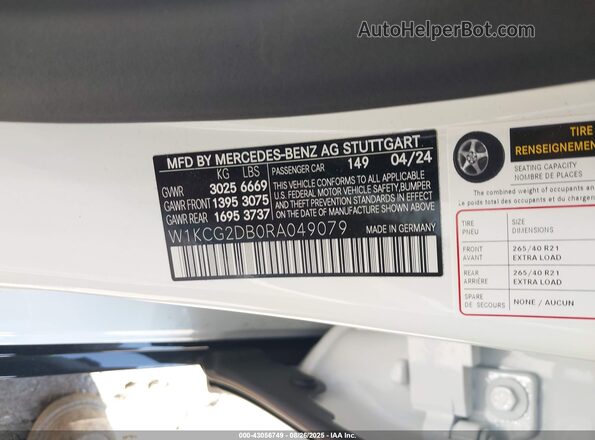 W1KCG2DB0RA049079 2024 MERCEDES-BENZ EQS 450+ White Widok komory silnika