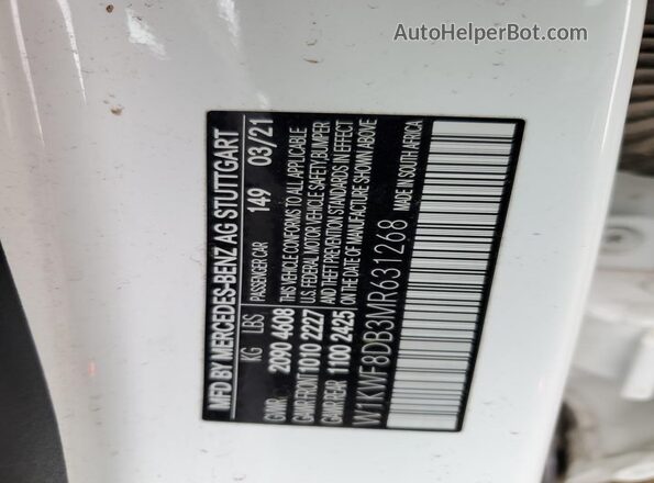 W1KWF8DB3MR631268 2021 MERCEDES-BENZ C White ძრავის განყოფილების ხედი