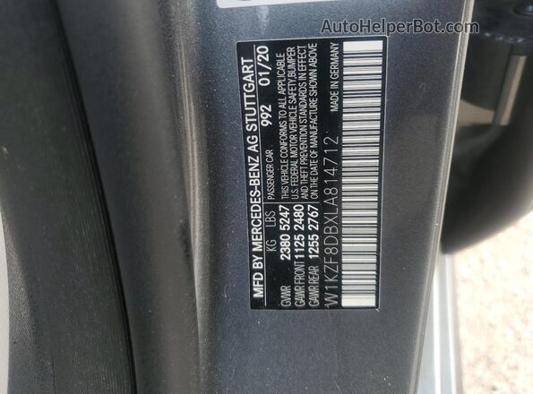 W1KZF8DBXLA814712 2020 MERCEDES-BENZ E Silver Вид наклейки з VIN-кодом