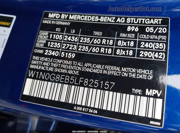 W1N0G8EB5LF825157 2020 MERCEDES-BENZ GLC 300 Синий Вид подкапотного пространства