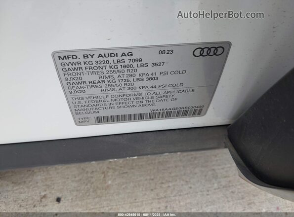 WA15AAGE0RB030430 2024 AUDI Q8 E-TRON Белый Вид подкапотного пространства