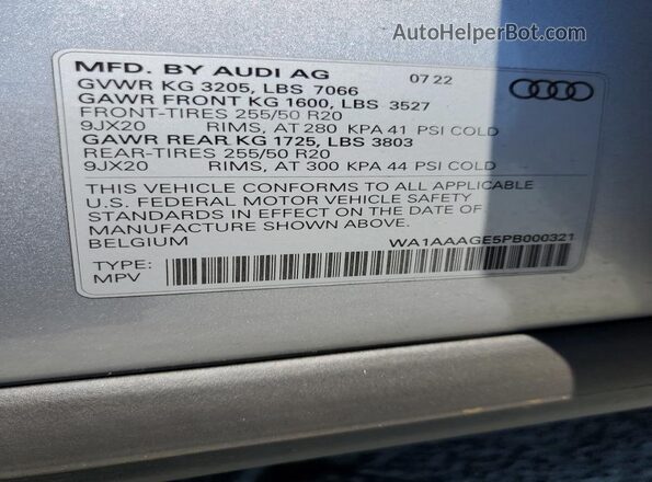 WA1AAAGE5PB000321 2023 AUDI E-TRON Silver Vista interior de 360 grados