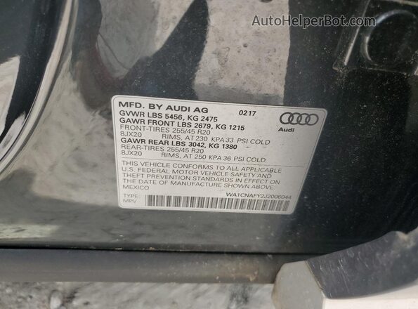 WA1CNAFY2J2006044 2018 AUDI Q5 Charcoal Вид підкапотного простору