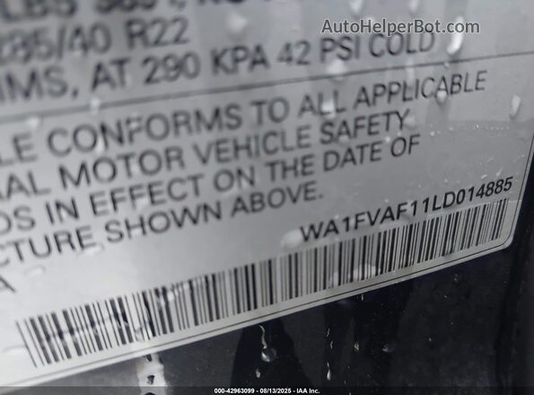 WA1FVAF11LD014885 2020 AUDI Q8 Black ძრავის განყოფილების ხედი