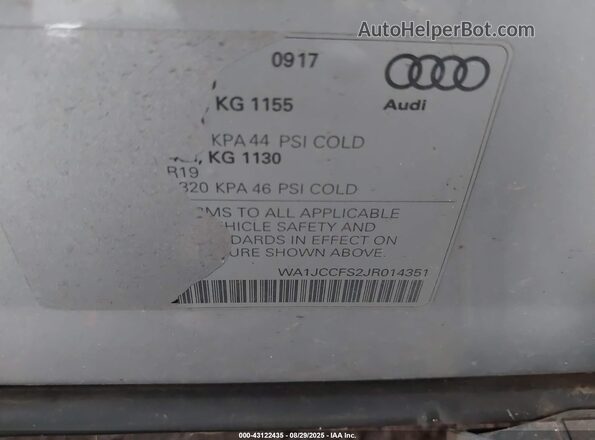 WA1JCCFS2JR014351 2018 AUDI Q3 Серебряный Вид подкапотного пространства