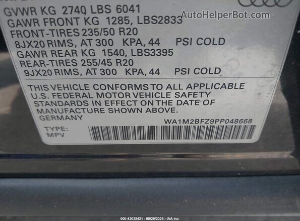 WA1M2BFZ9PP048668 2023 AUDI Q4 Черный Вид подкапотного пространства