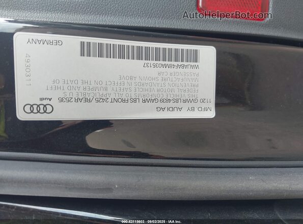 WAUABAF48MA035137 2021 AUDI OTHER Black Widok komory silnika