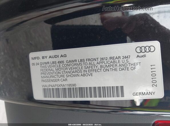 WAUP4AF5XRA118590 2024 AUDI S5 Черный Вид подкапотного пространства