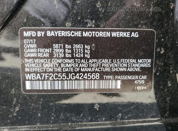 WBA7F2C55JG424568 2018 BMW OTHER Black Вид підкапотного простору