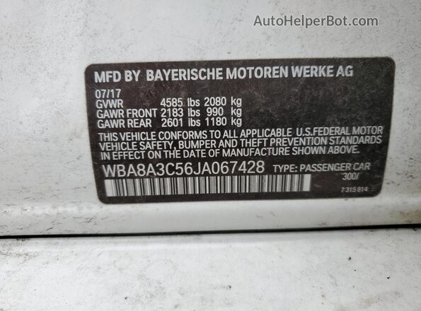WBA8A3C56JA067428 2018 BMW OTHER White Շարժիչի բաժամունքի տեսք
