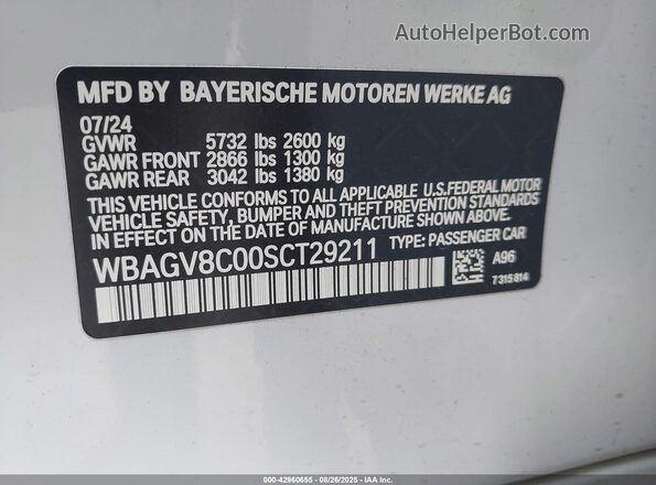 WBAGV8C00SCT29211 2025 BMW M8 White Вид підкапотного простору